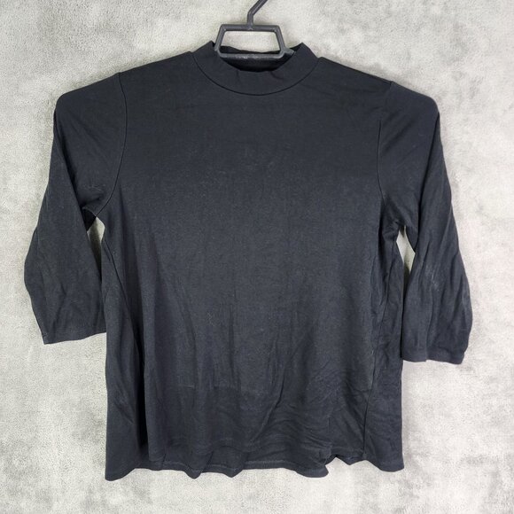 Womens Black J. Jill Top Mock Neck 3/4 Sleeve Cotton Modal Blend Stretch Size S - Picture 2 of 8